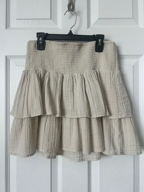 Universal Thread Cream Tiered Mini Skirt with Smocked Waist